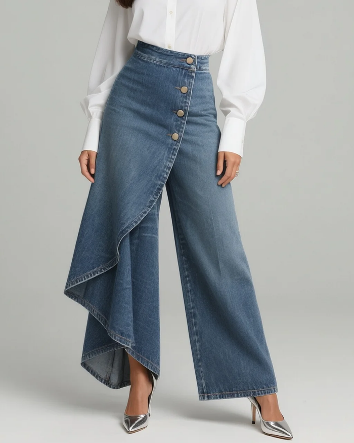 AUDREY | PANTALONES VAQUEROS CON LAZO FRONTAL