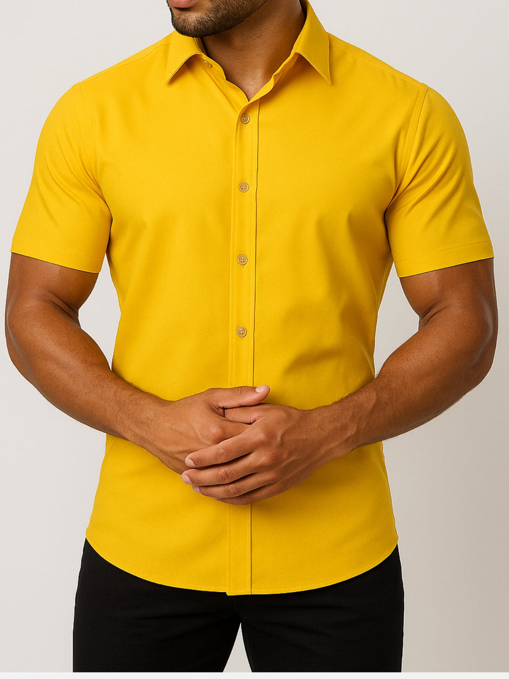 Camisa elástica en cuatro direcciones que no necesita planchado – Botones transparentes