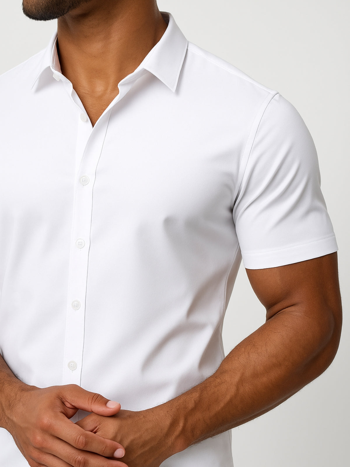 Camisa elástica en cuatro direcciones que no necesita planchado – Botones transparentes