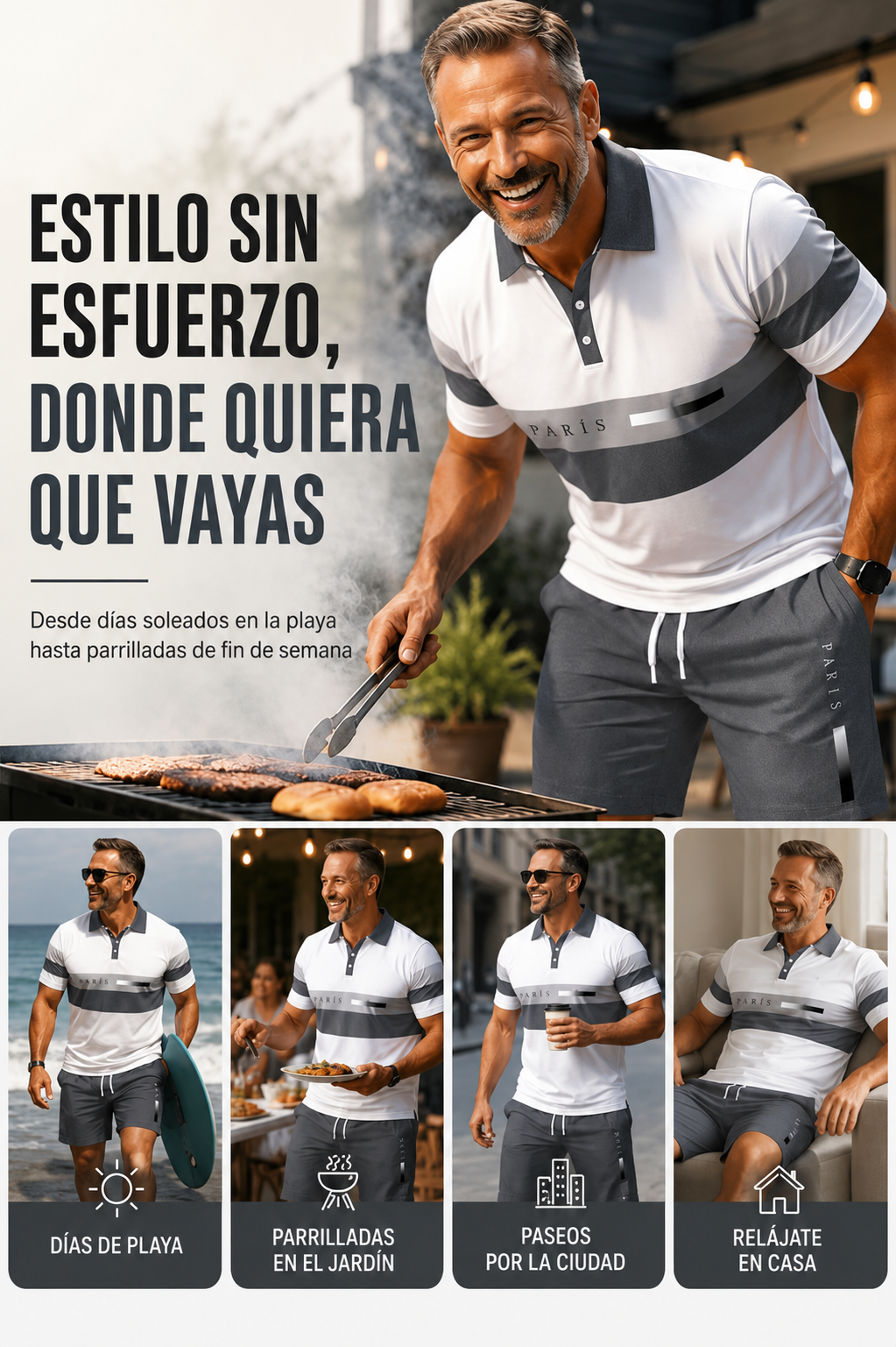 👕 Conjunto de 2 piezas (camisa y pantalones cortos) para hombre: cómodo, transpirable y versátil para el verano, el tiempo libre y los viajes ☀️🩳