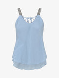 Top con tirantes y textura, con estampado azteca - Azul cielo