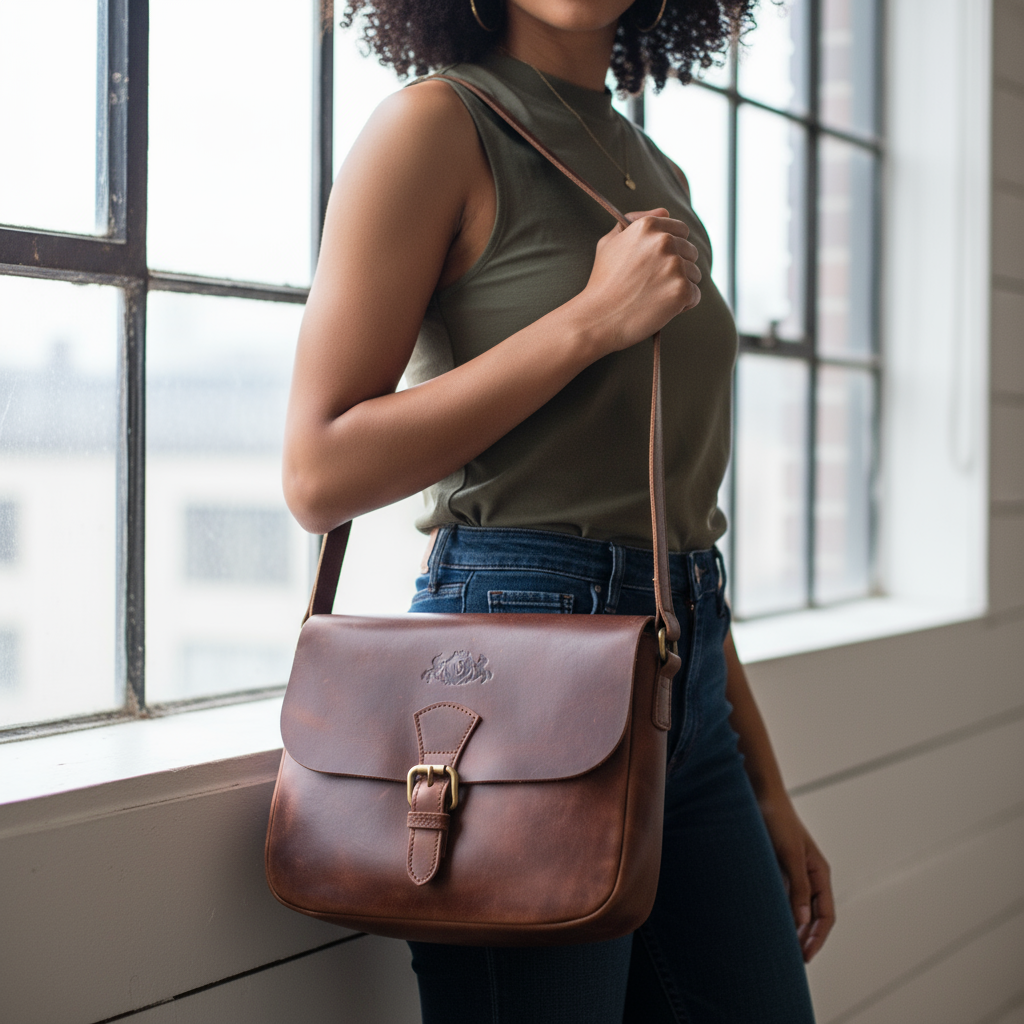 Schultertasche Leder braun YALE Umhängetasche Damen