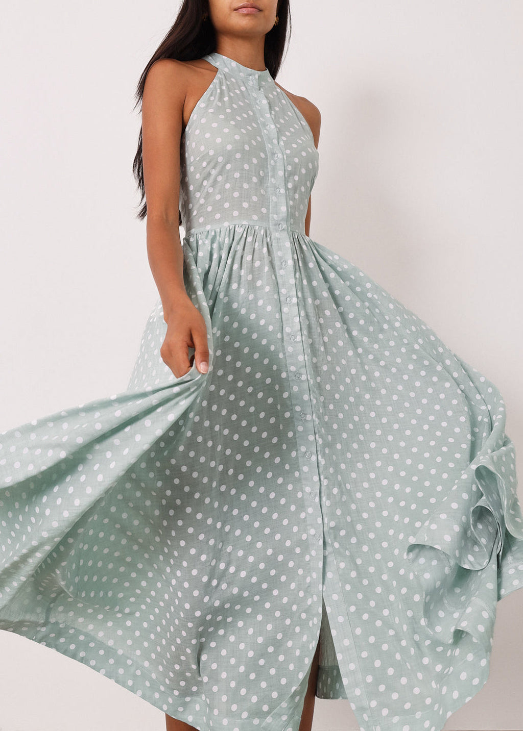 Vestido Icon de Adriana Polka | Pistacho/Blanco