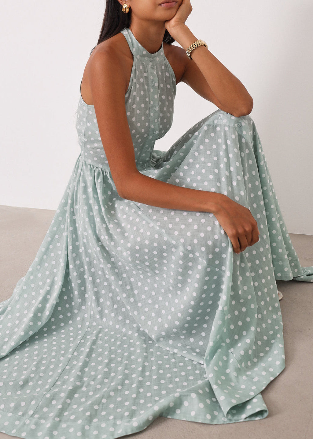 Vestido Icon de Adriana Polka | Pistacho/Blanco