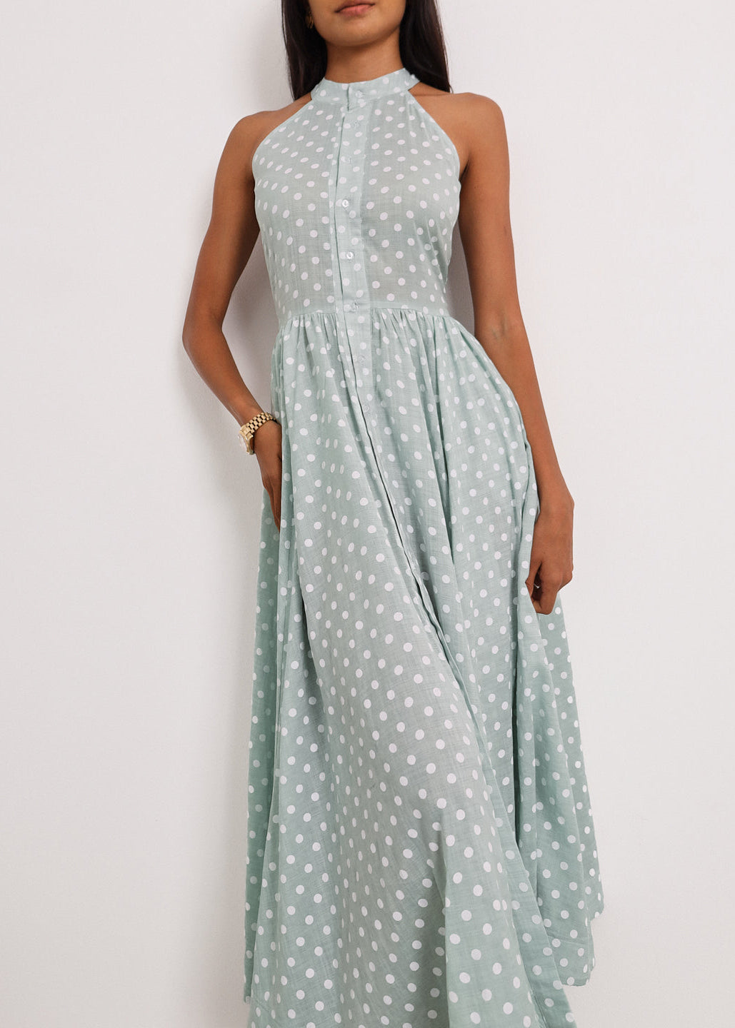 Vestido Icon de Adriana Polka | Pistacho/Blanco