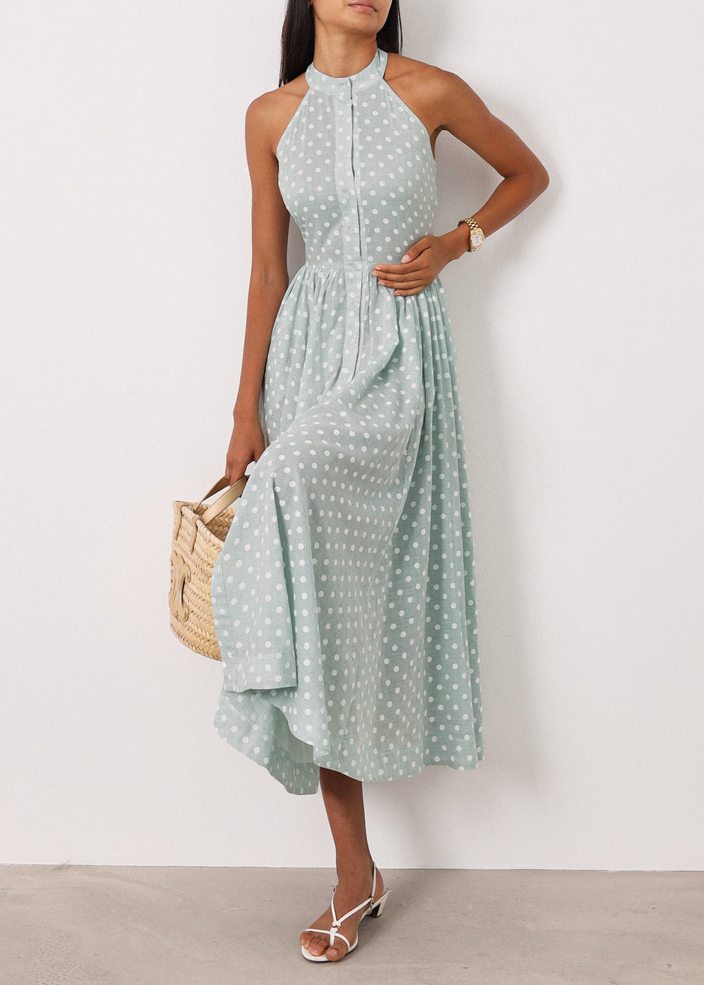 Vestido Icon de Adriana Polka | Pistacho/Blanco