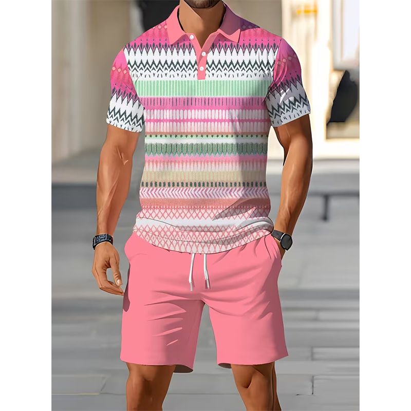 👕 Conjunto de 2 piezas (camisa y pantalones cortos) para hombre: cómodo, transpirable y versátil para el verano, el tiempo libre y los viajes ☀️🩳