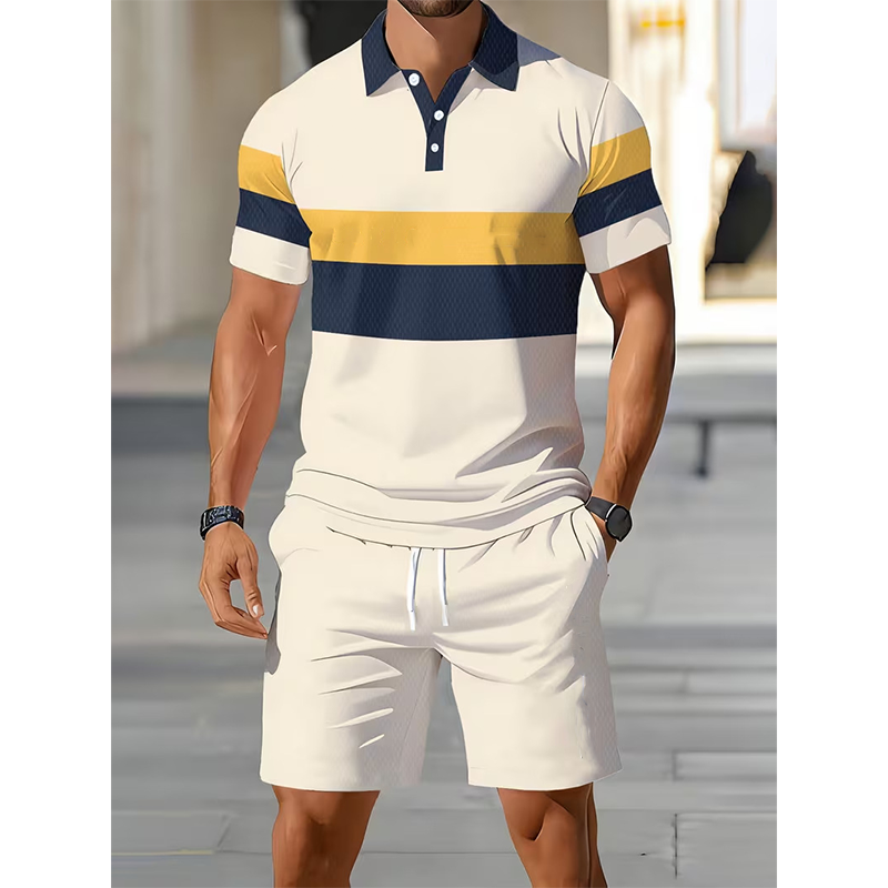 👕 Conjunto de 2 piezas (camisa y pantalones cortos) para hombre: cómodo, transpirable y versátil para el verano, el tiempo libre y los viajes ☀️🩳