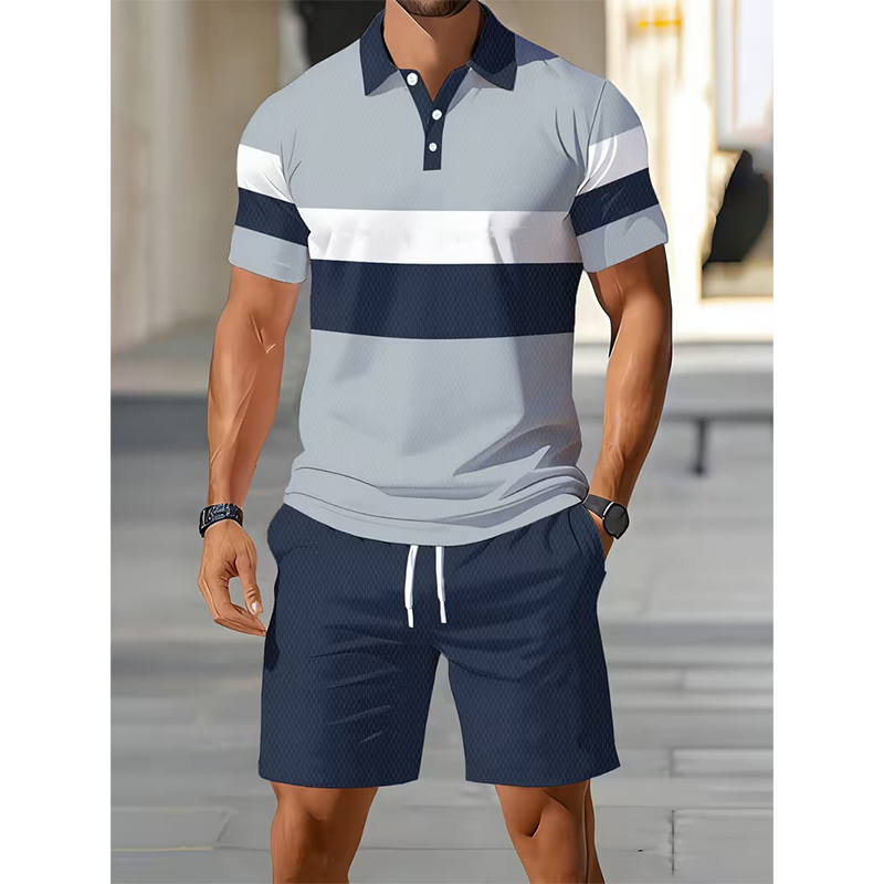 👕 Conjunto de 2 piezas (camisa y pantalones cortos) para hombre: cómodo, transpirable y versátil para el verano, el tiempo libre y los viajes ☀️🩳