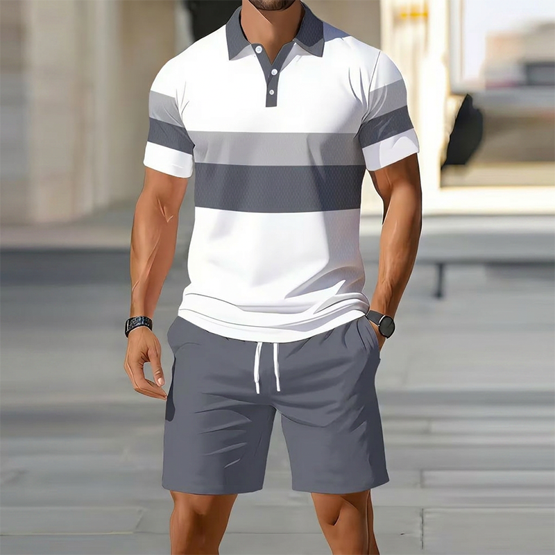 👕 Conjunto de 2 piezas (camisa y pantalones cortos) para hombre: cómodo, transpirable y versátil para el verano, el tiempo libre y los viajes ☀️🩳