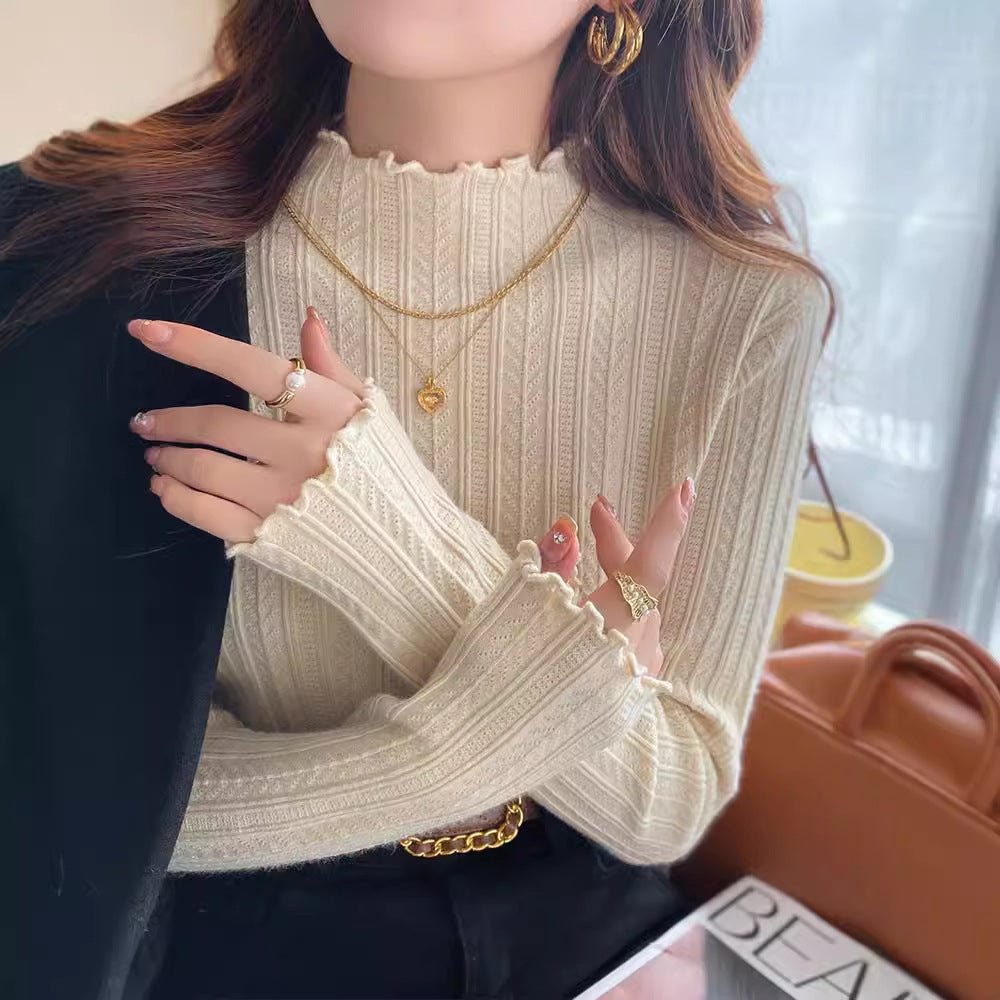 The Effortless Elegance | Jersey de punto de manga larga y cuello semi-alto en color liso