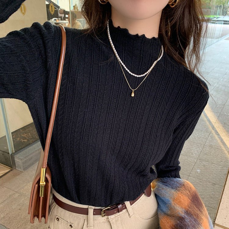The Effortless Elegance | Jersey de punto de manga larga y cuello semi-alto en color liso