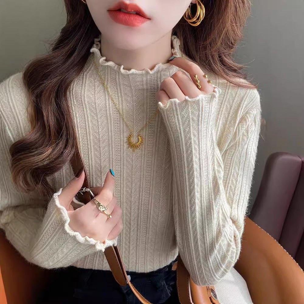 The Effortless Elegance | Jersey de punto de manga larga y cuello semi-alto en color liso